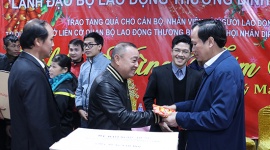 Bộ trưởng Đào Ngọc Dung chúc Tết công nhân lao động thi công Tòa nhà làm việc Liên cơ quan Bộ Lao động – Thương binh và Xã hội