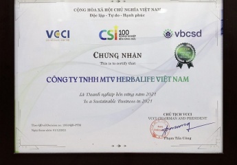 Herbalife Việt Nam tiếp tục được vinh danh top 100 Doanh nghiệp Bền vững Việt Nam 2021